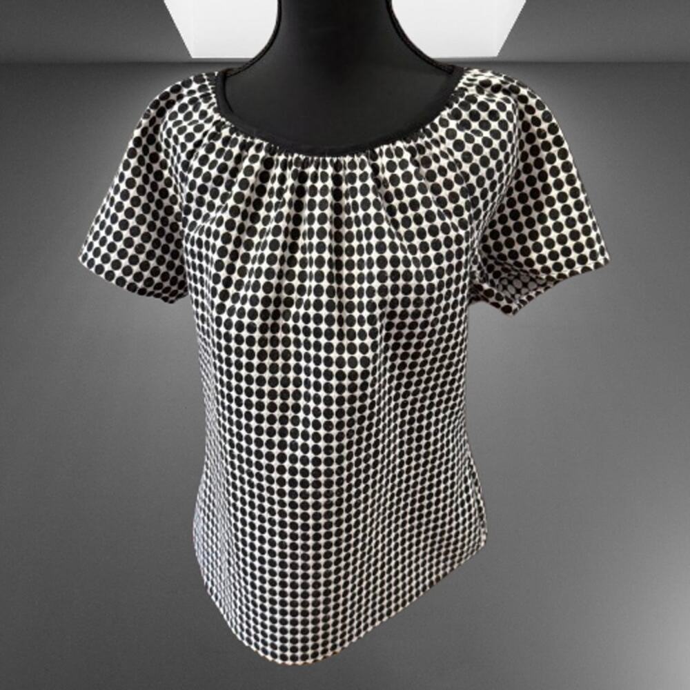 Worthington Retro Polka Dot Black White Short Sleeve Top (M)